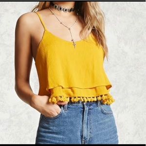 Yellow Tank Top with tassel balls